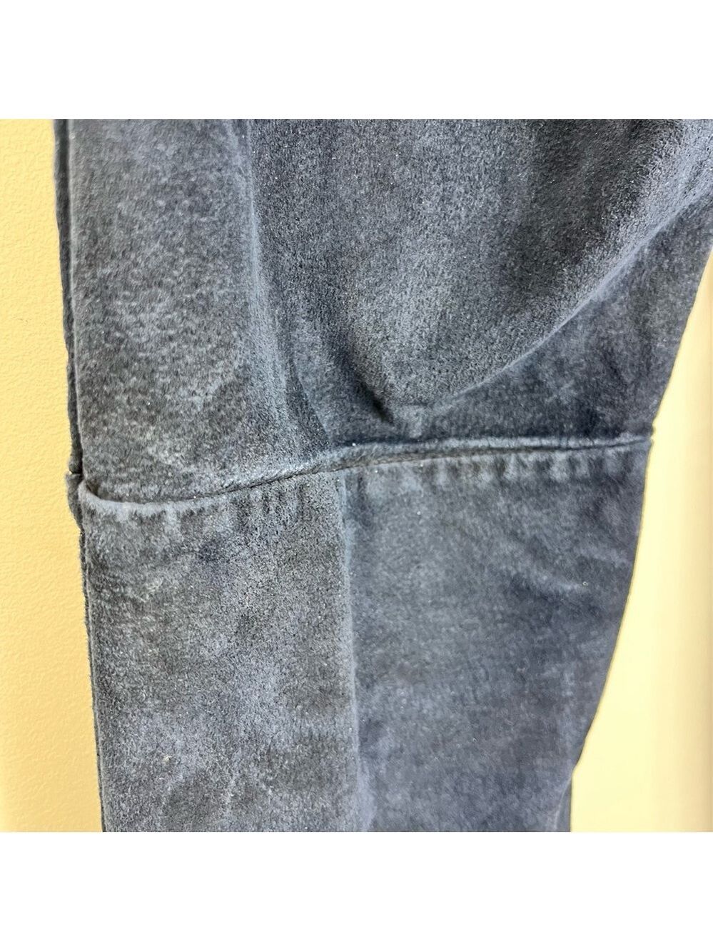 Vintage 80s 90s Wash & Wear genuine suede dark blue high rise slim fit pants 24 - Picture 11 of 15